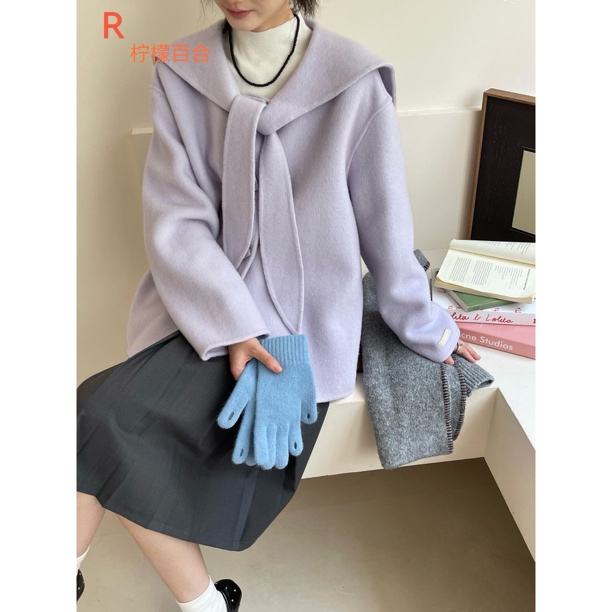 22糖果色兔耳朵海军领双面大衣（衣长65左右）