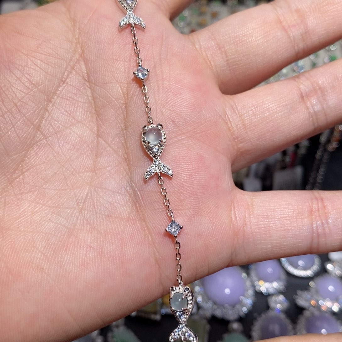 银S925镶嵌翡翠手链n j k k