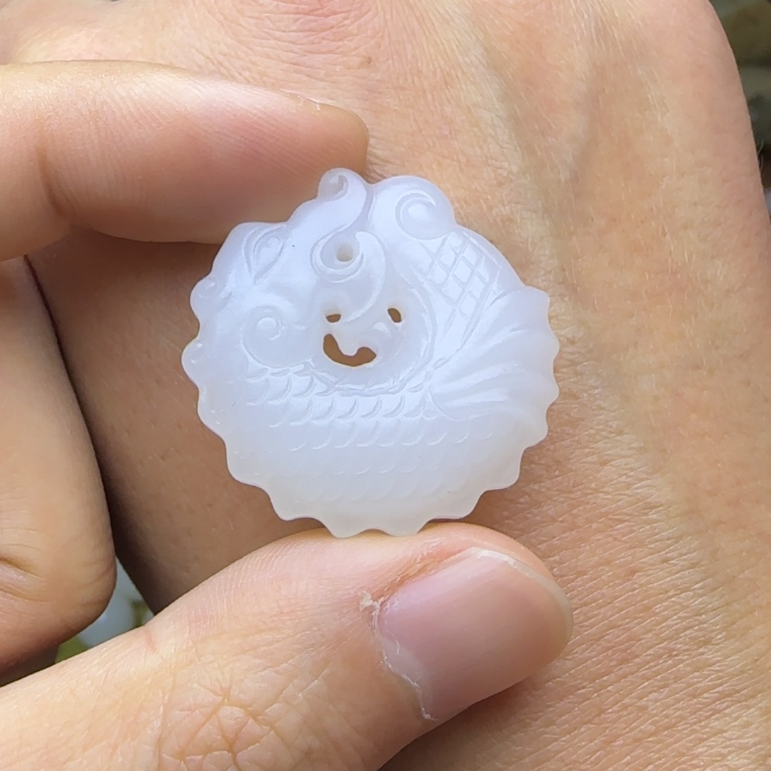 和田玉未镶嵌挂件鱼化龙