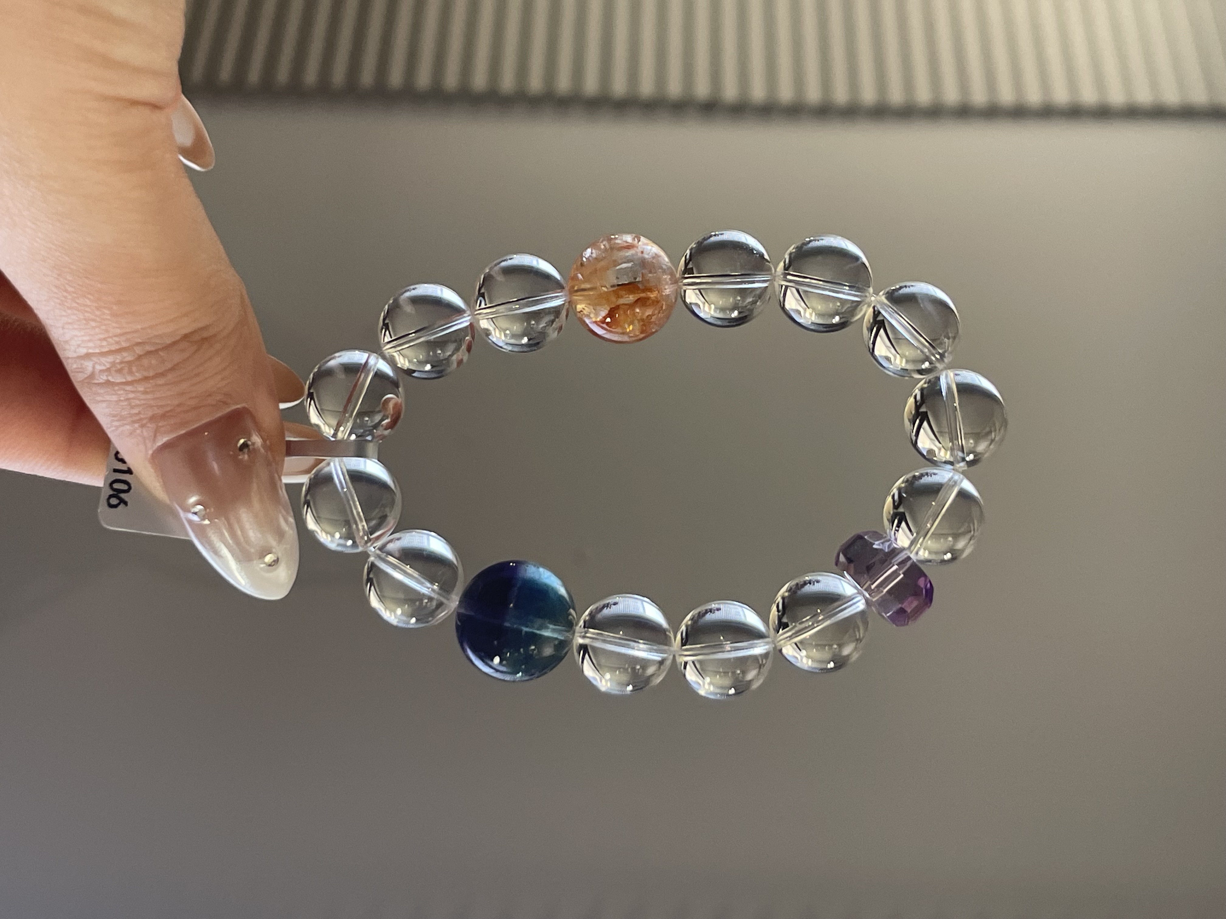 天然白水晶绿萤石设计手链