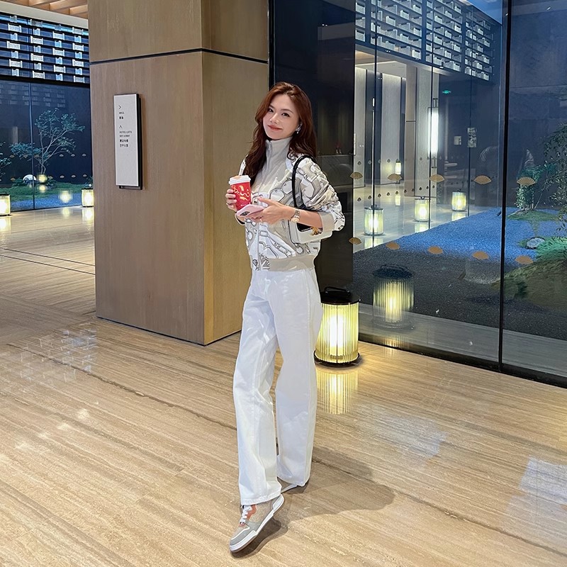 【琳媚】"牛仔裤"时尚百搭高腰显瘦白色直筒裤牛仔裤女