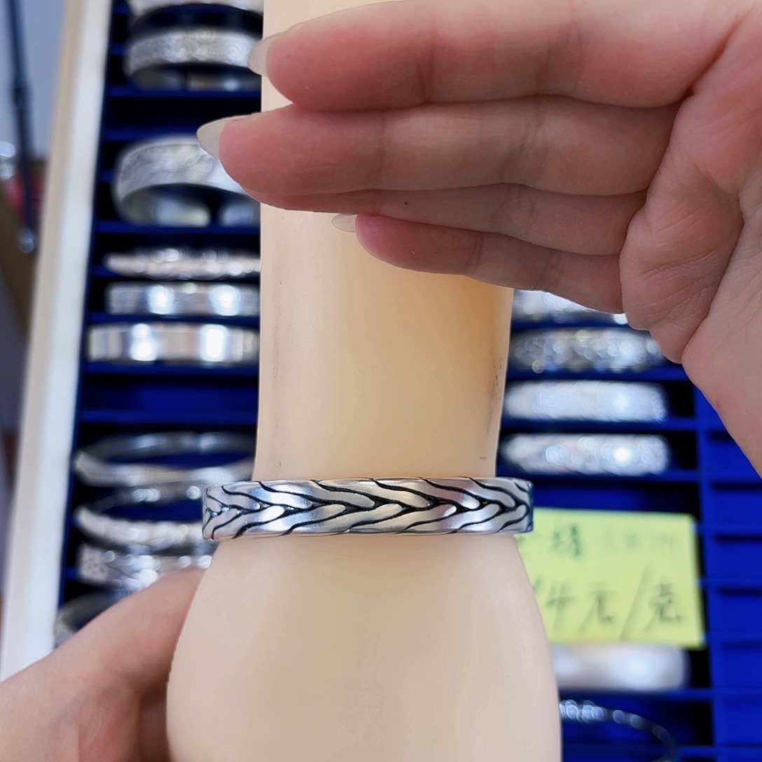 足银编织银手镯80克