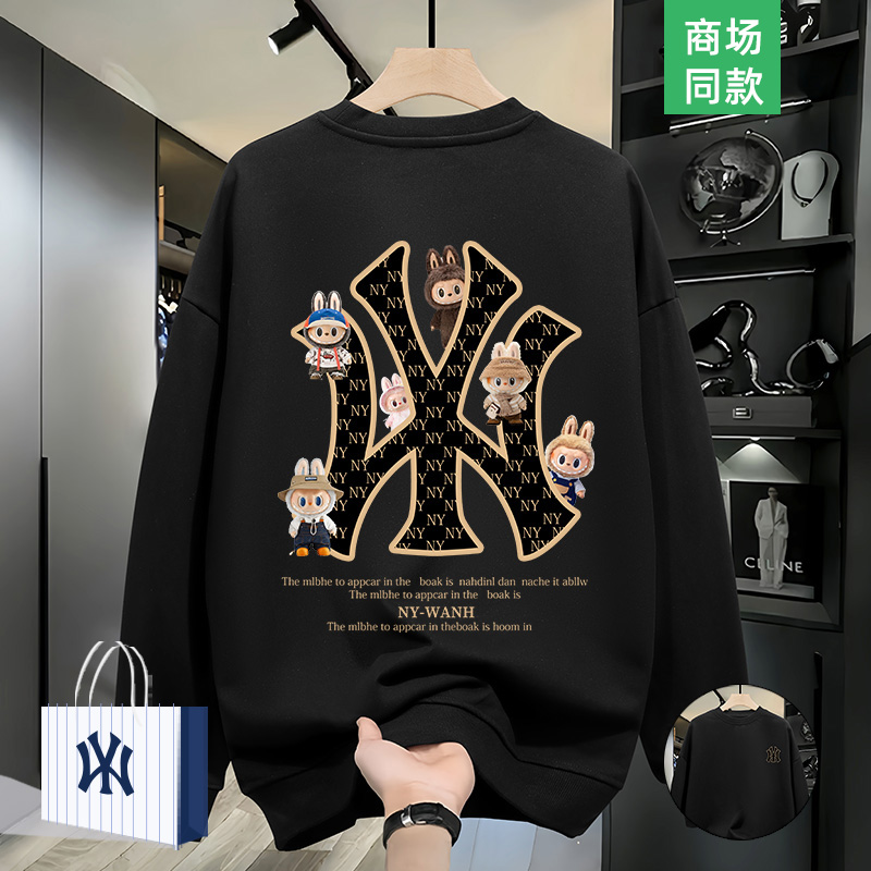 【奥莱专区】秋季潮卡通卫衣男士美式复古情侣圆领长袖休闲上衣