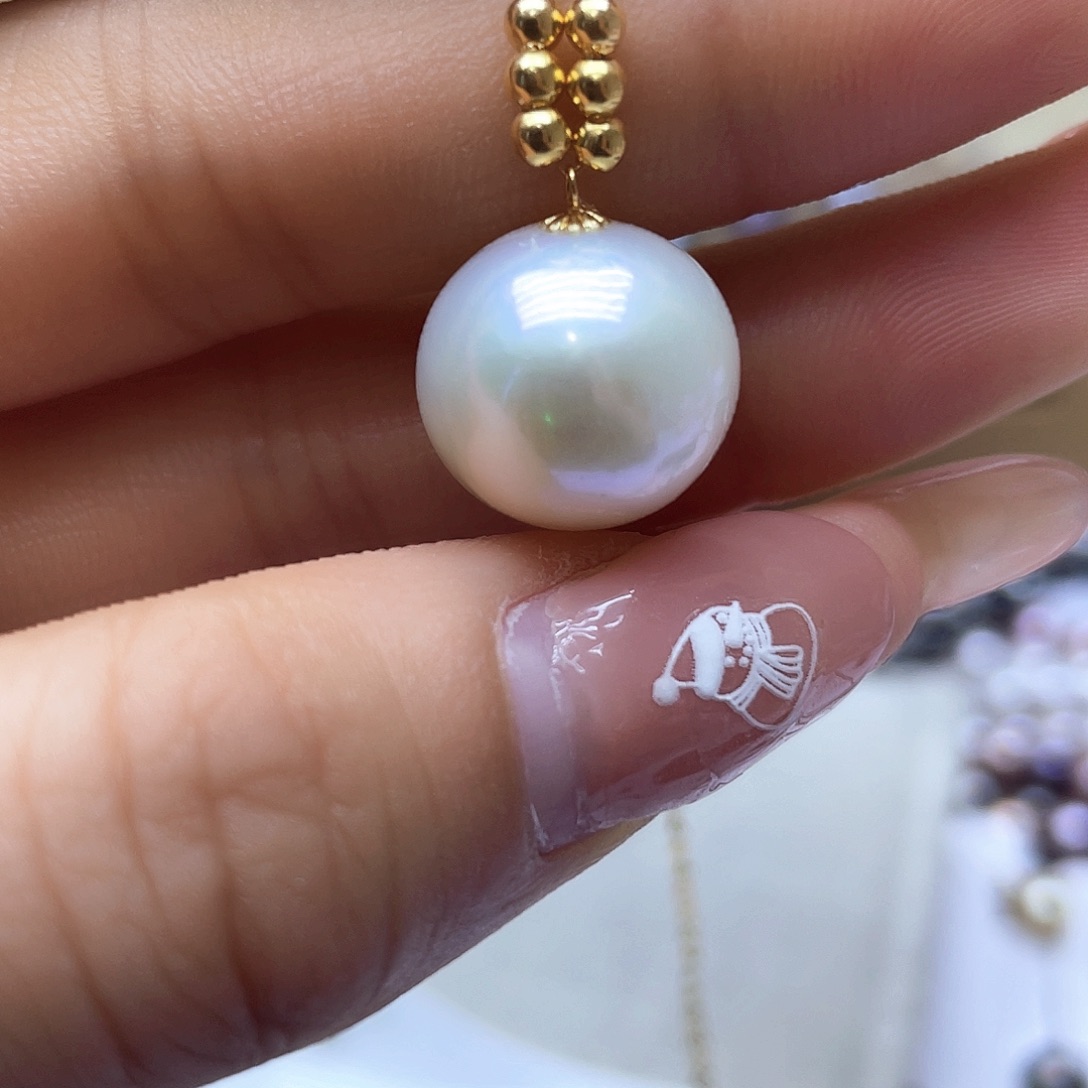 淡水珍珠吊坠(赠链)18K金镶嵌