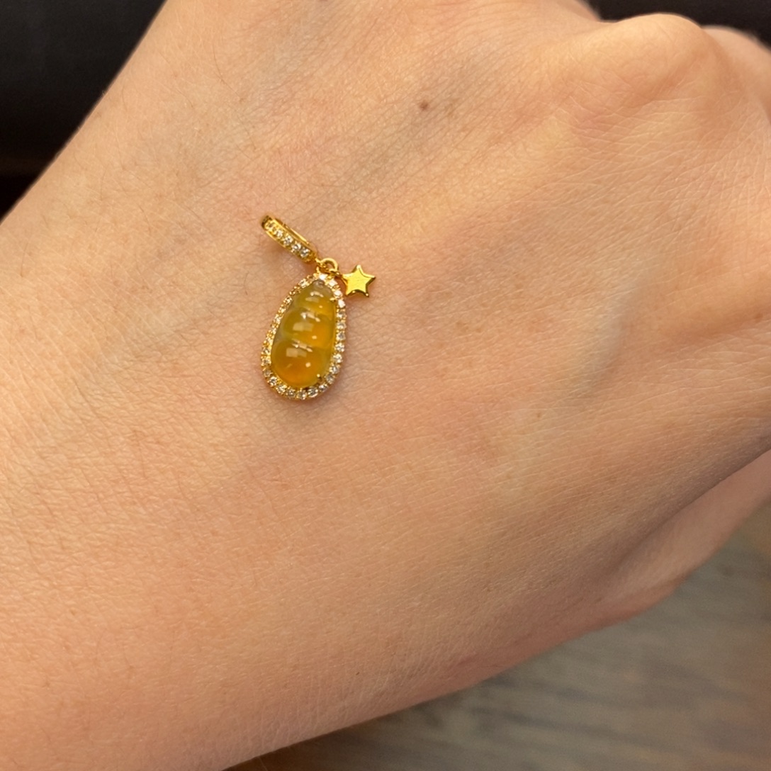 赵***泡翡翠18K金镶嵌颈饰翡翠