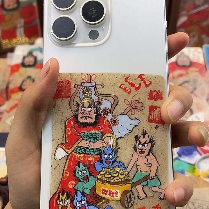 吊坠孤品朱砂背贴奎爷五鬼运米