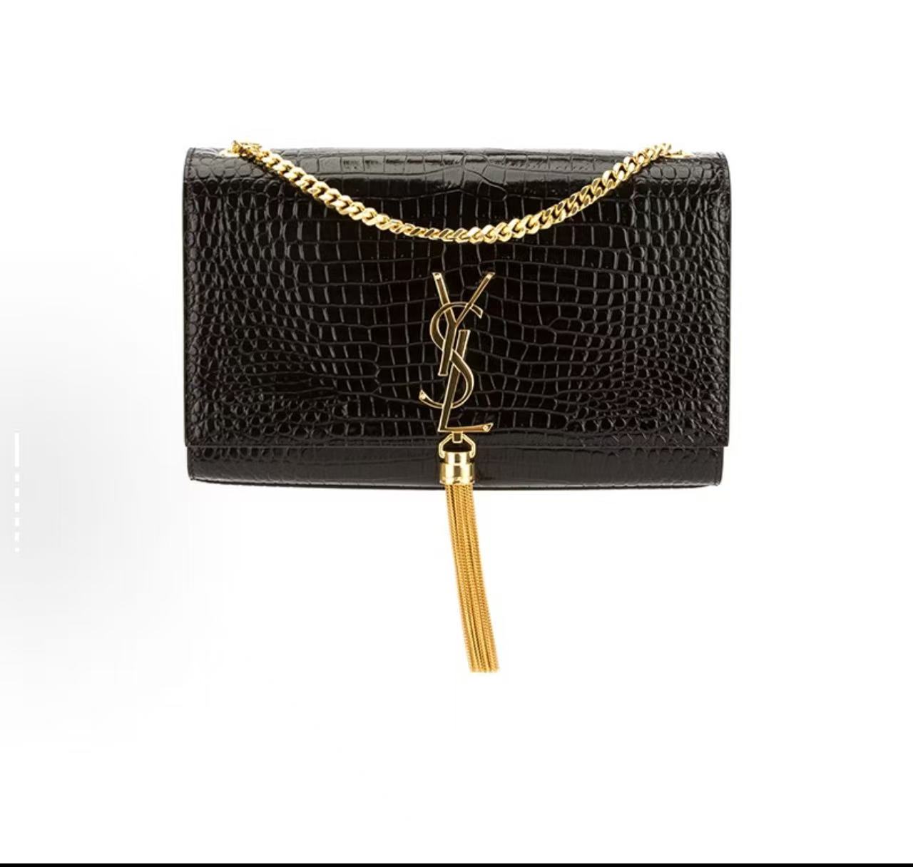 99新 YSL/圣罗兰 【TVB识货】ysl 鳄压黑金kate流苏中号
