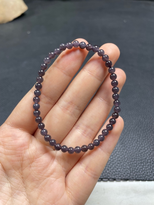 天然冰烟紫和田玉圆珠小巧精致有冰有色女款百搭4mm圆珠款