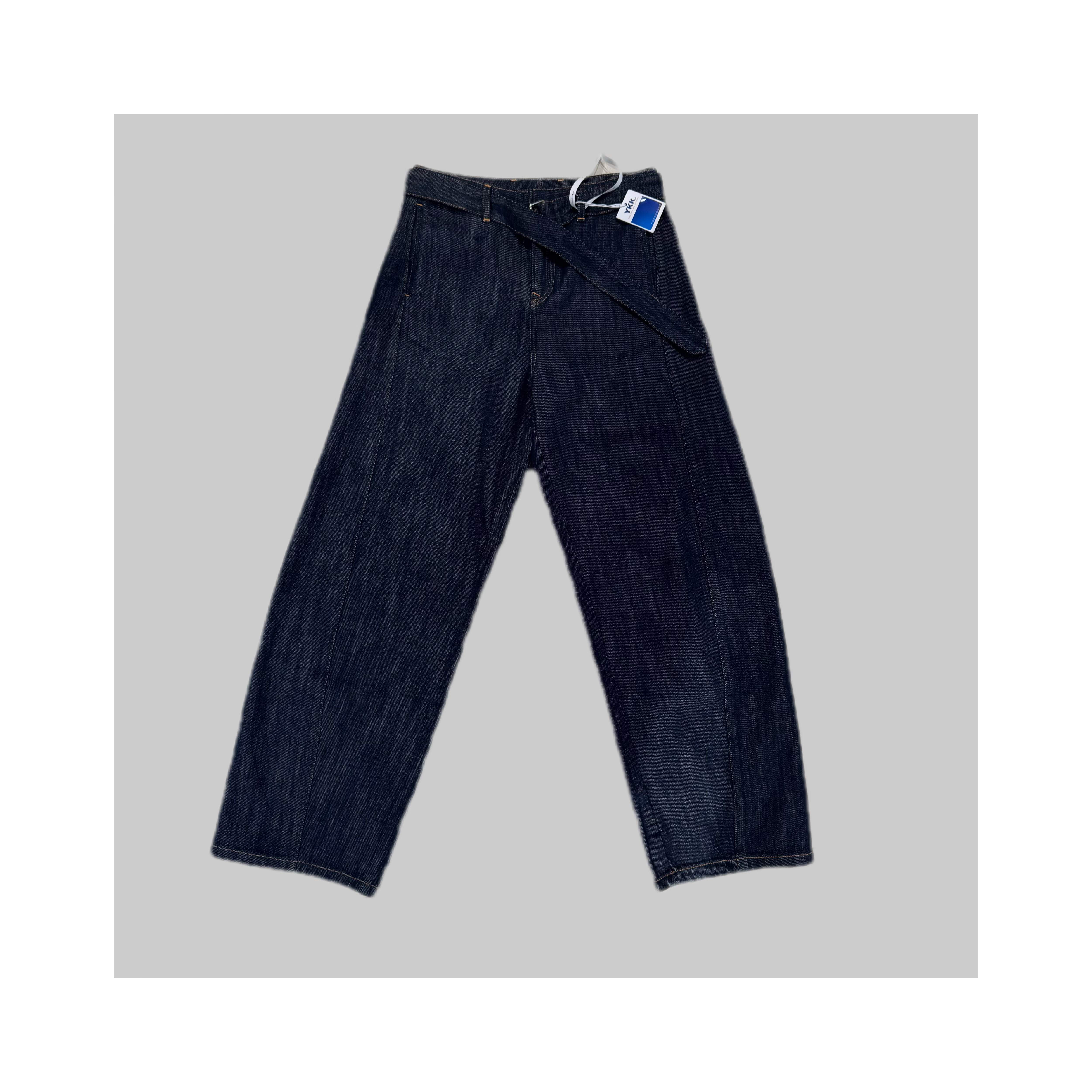 2025斜纹棉腰带扭缝立体牛仔裤香蕉裤