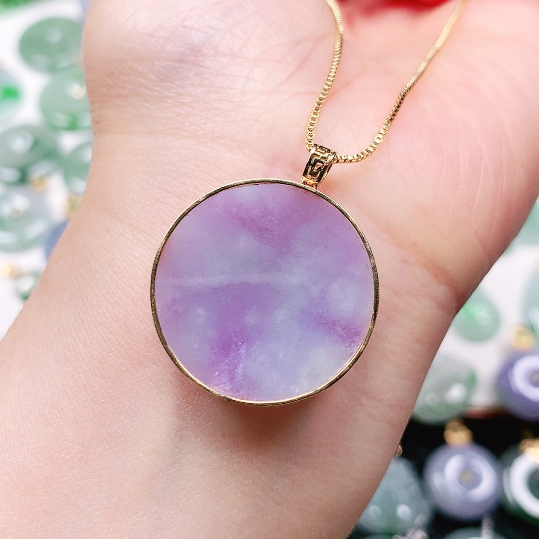 【闪购商品】翡翠18K金镶嵌吊坠(不含链)无事牌