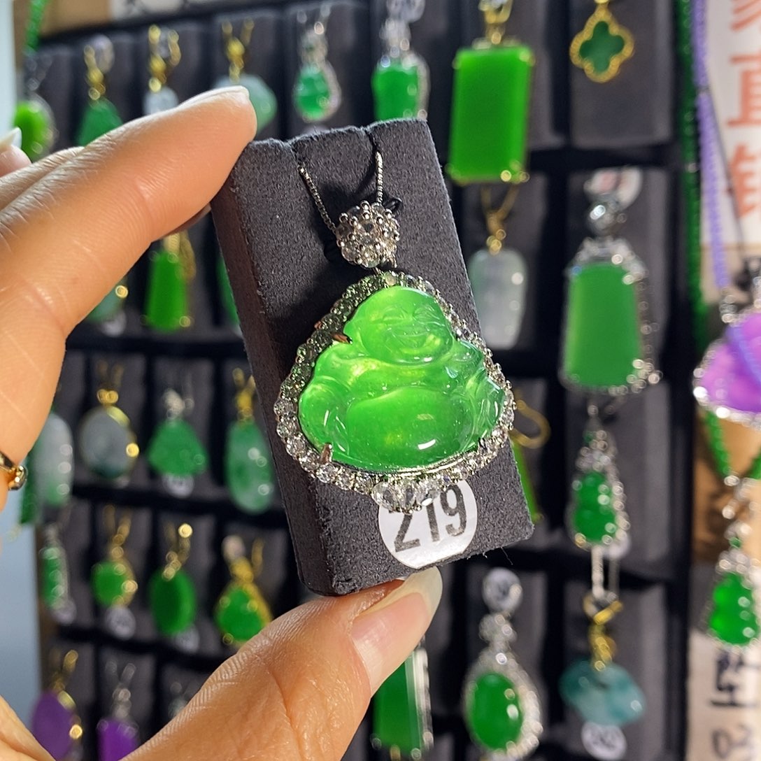 银S925镶嵌翡翠耳饰219