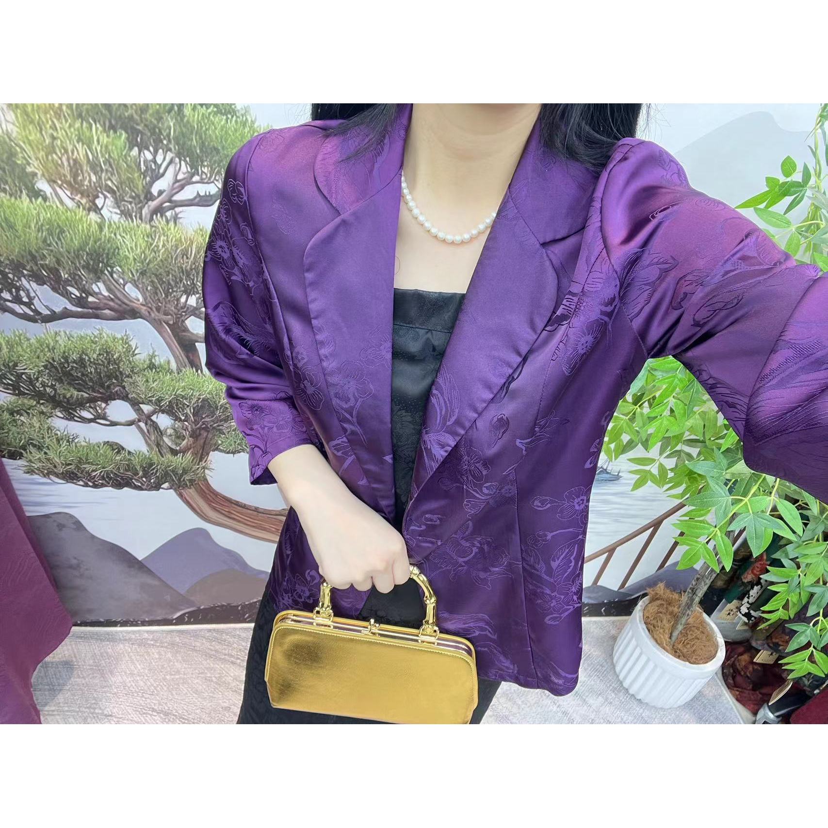 1659-23（紫）新款舒适时尚洋气西装外套