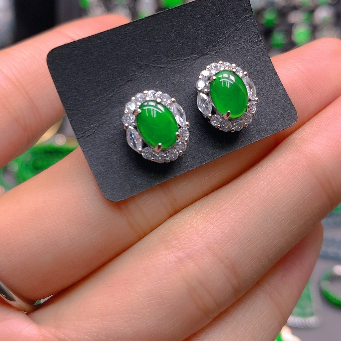 翡翠未镶嵌耳饰天然翡翠