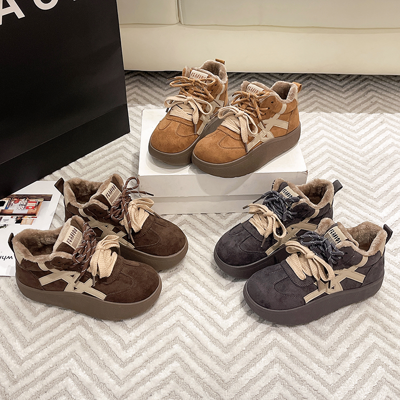 冬季中跟中筒圆头短筒时尚雪地靴冬鞋雪地靴保暖高帮