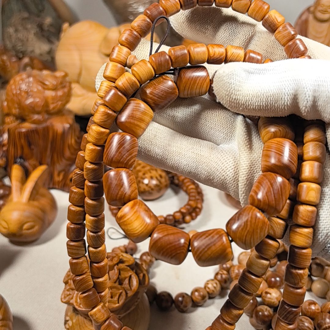 柏木（崖柏）108长桶珠和单桶珠