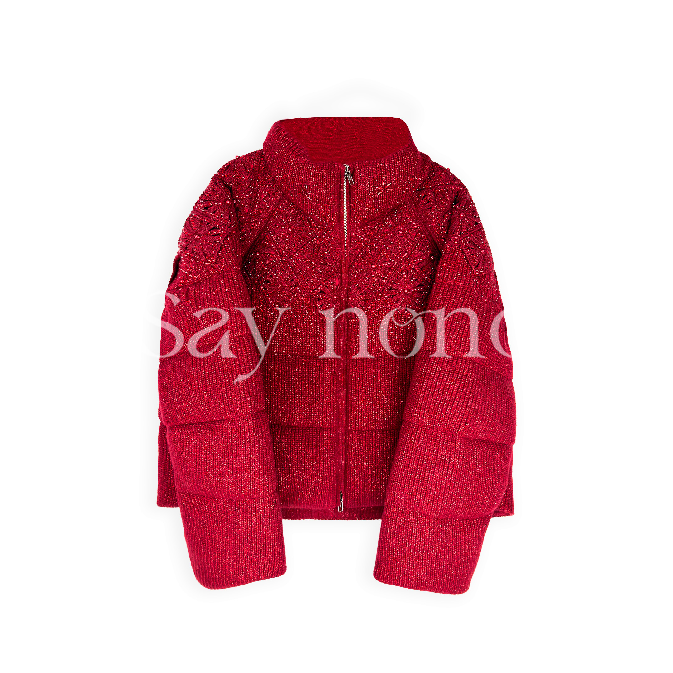 懒猫nono│Saynono 90鹅绒重工烫钻钉珠蕾丝立体感鹅绒服GN06171DY