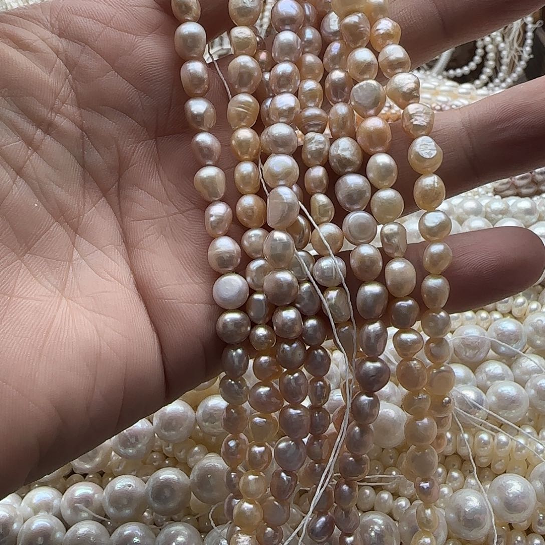 未镶嵌半成品淡水珍珠卡5-6mm两面光珍珠