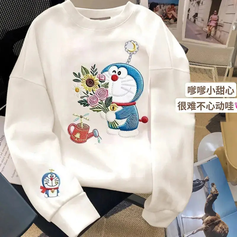 新款2025秋冬印花圆领长袖运动时尚休闲百搭情侣卫衣女秋冬【N】