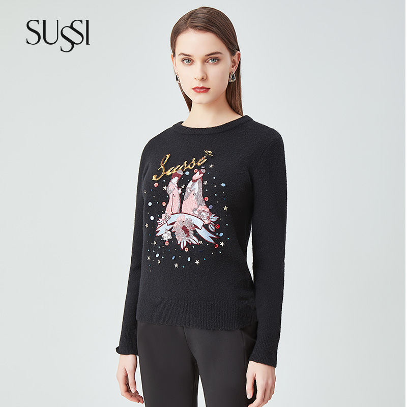 SUSSI/古色冬季新款长安大都商场同款黑色内搭衫
