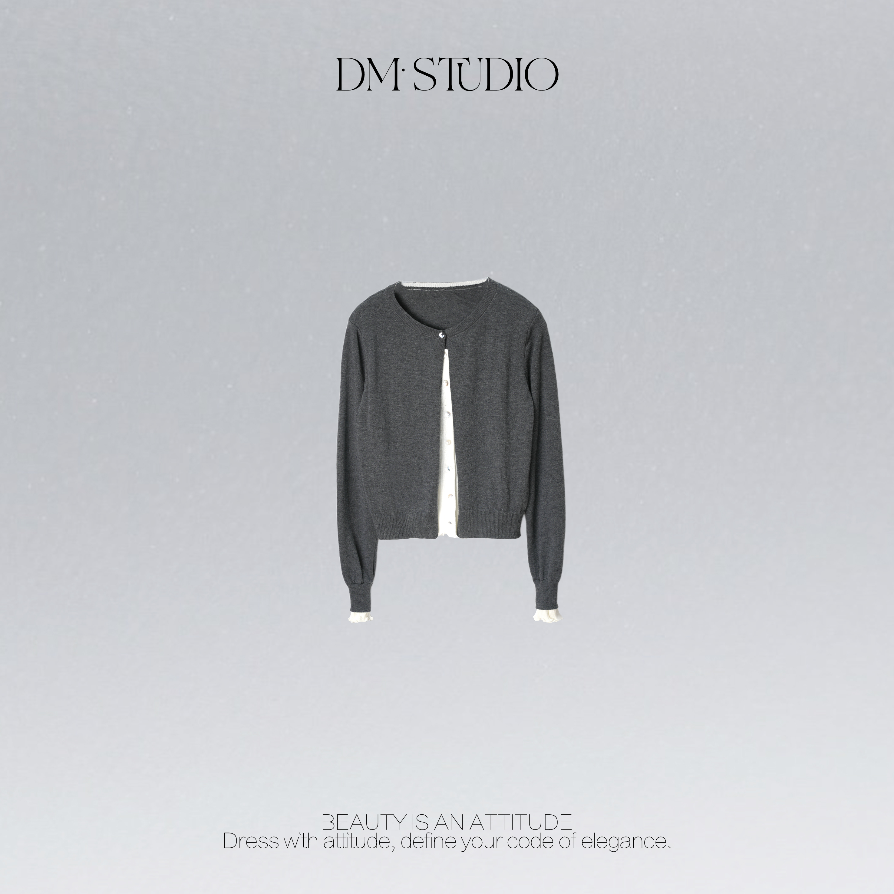 DEDM•STUDIODM/极简风气质高级感百搭排扣假两件开衫2509ZZS/2860