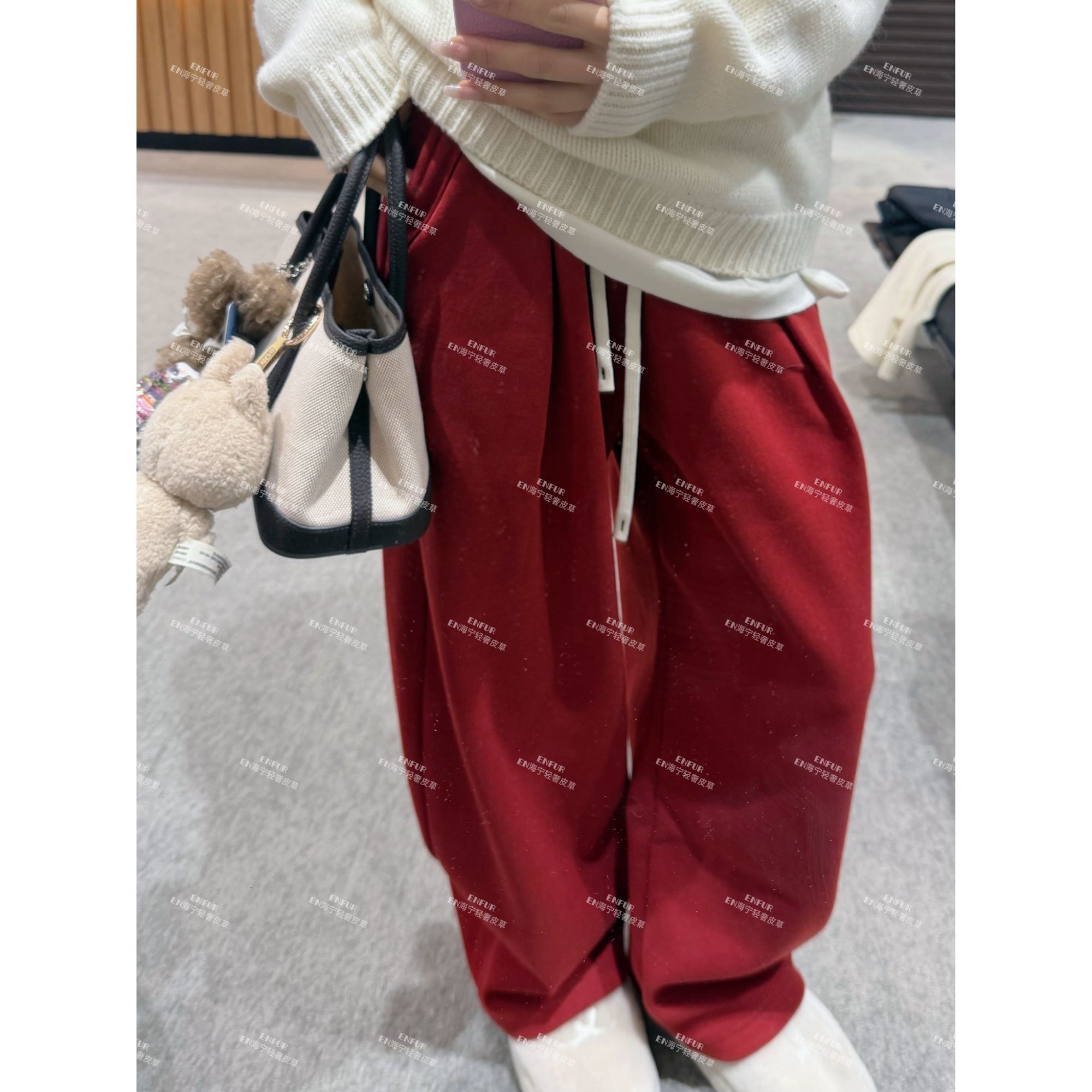  EN 2025/FW |  MM6松紧腰长款加绒阔腿裤EN9251