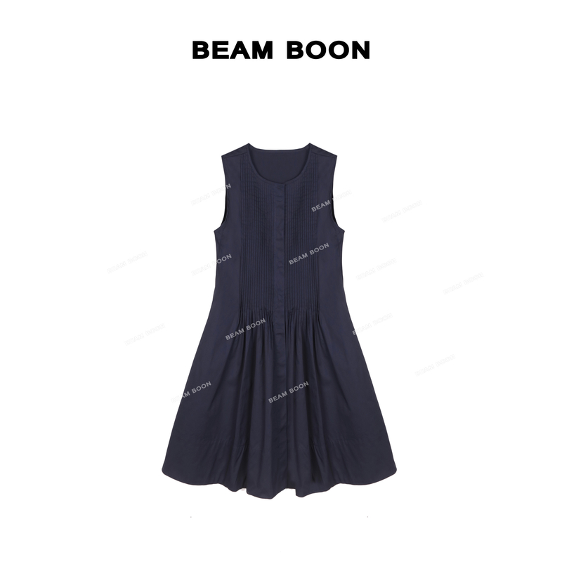 Beam Boon |【琉璃夏畔】风琴褶裥开衩立裁垂感挺括无袖连衣裙
