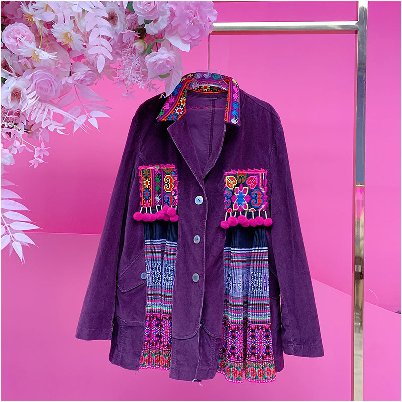 X22910泰国潮牌2025冬季新款流苏串珠毛珠刺绣不规则个性西服外套
