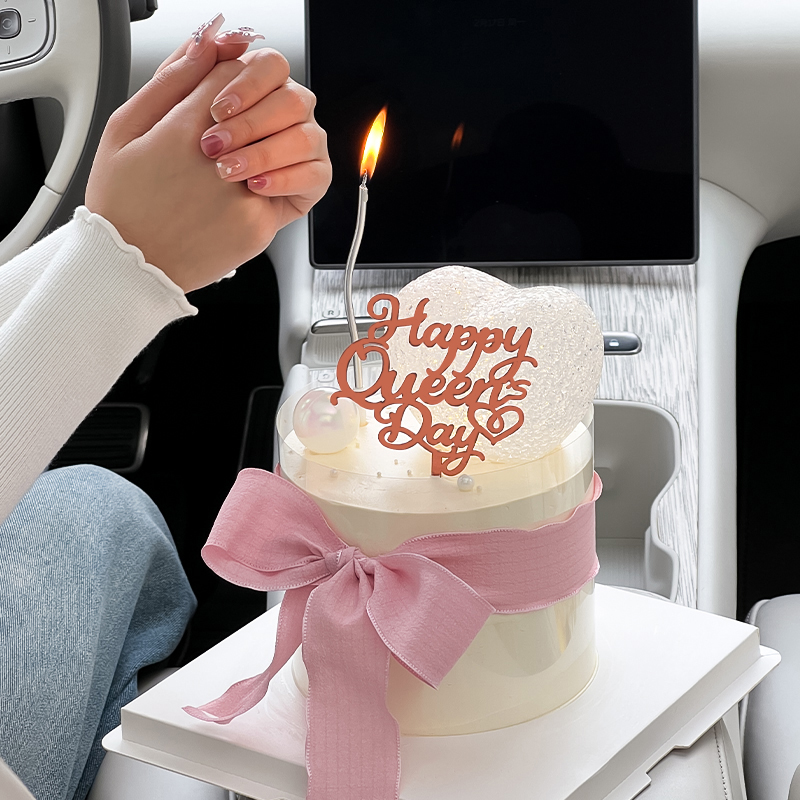 母亲节蛋糕装饰品爱心发光灯摆件妈妈女神节快乐亚克力装扮插件