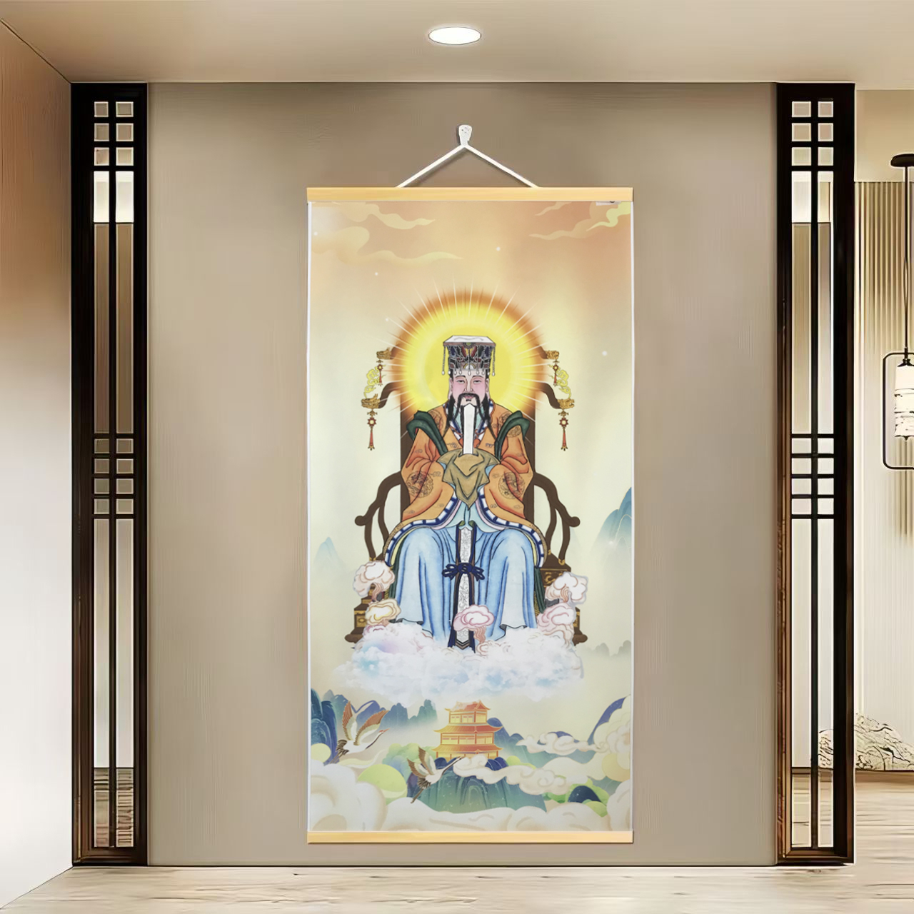 {528玉皇大帝}净尺寸60x120cm现代简约挂轴装饰画办公室家居装