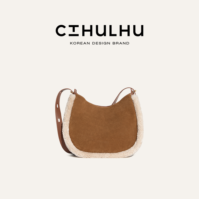 【牙牙】CTHULHU【毛绒拼皮托特包】CT411B820韩国小众品牌氛围感包包