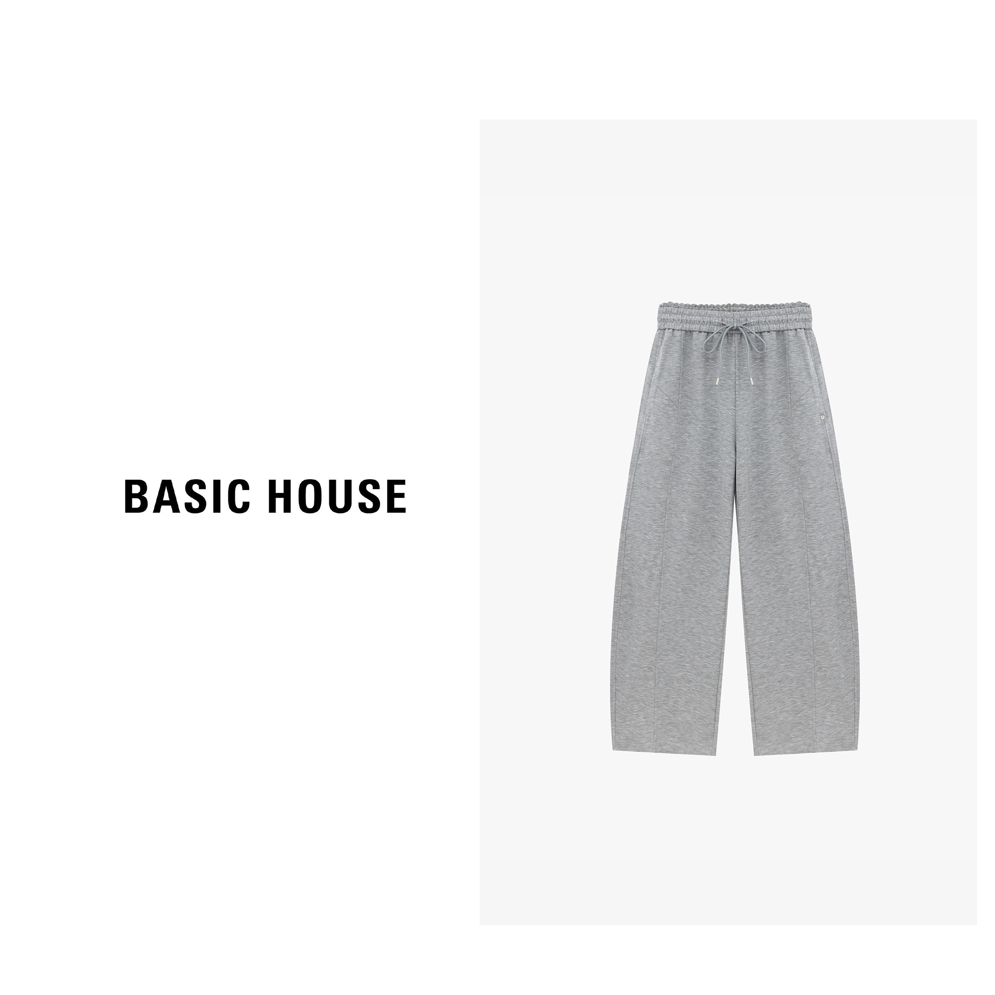Basic House/百家好秋季新款简约百搭线条弯刀长裤-B0625B5AOM2