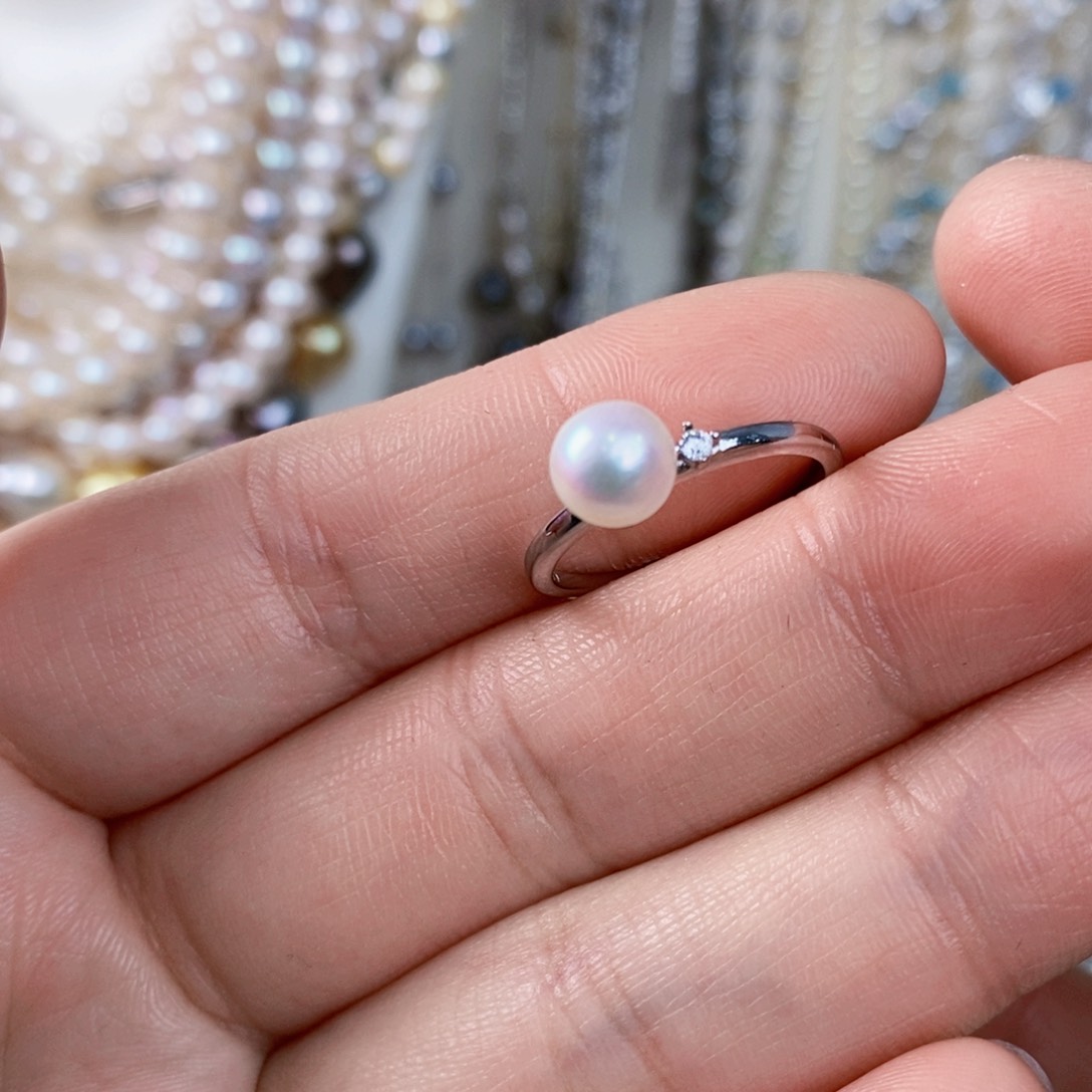 淡水珍珠戒指银S925镶嵌