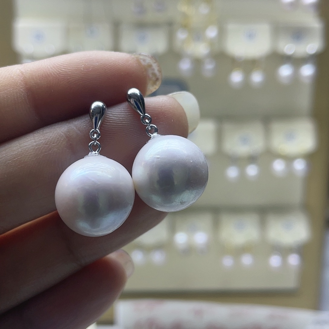 淡水珍珠耳饰银S925镶嵌