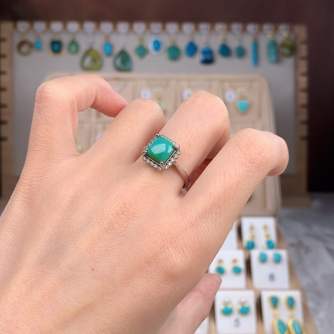 绿松石戒指银S925镶嵌