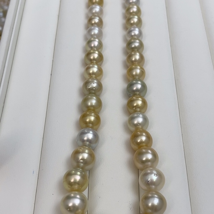 海水珍珠颈饰银S925镶嵌白金混彩11-13mm