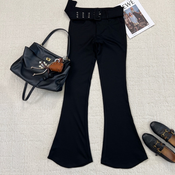 BUZH新款高定系列时髦精可拆本布宽腰带低腰修长喇叭裤休闲西裤