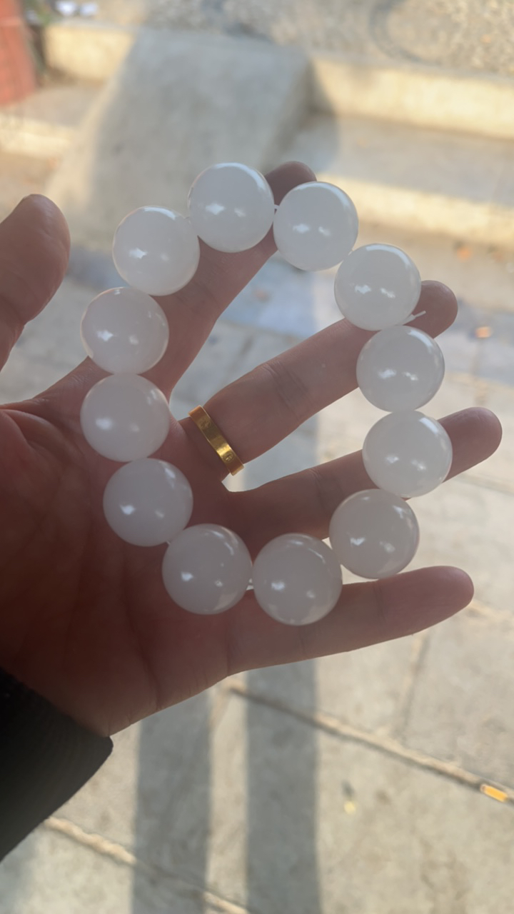 高品白18mm男士白卡18手串