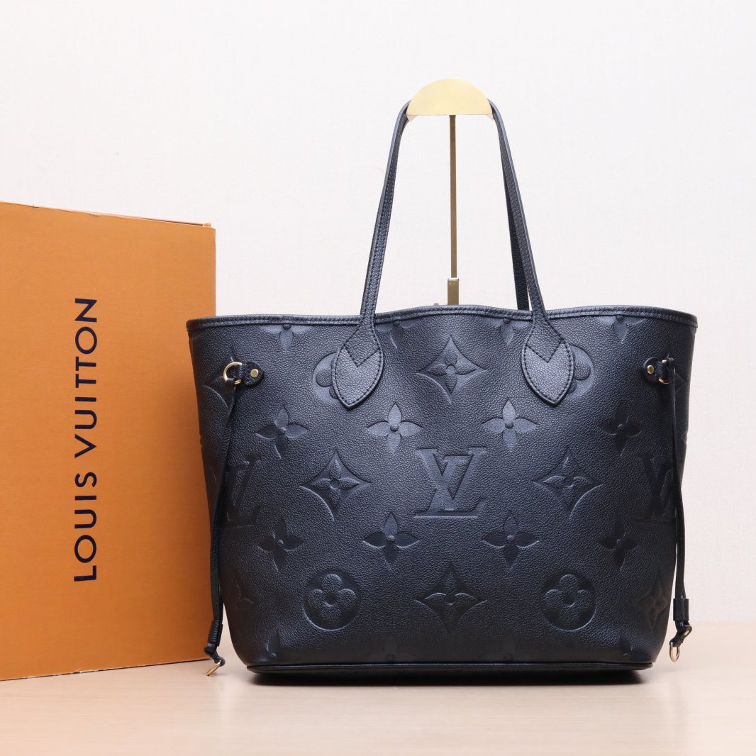 95新 LouisVuitton/路易威登 小花黑黑Neverfull 中号31 配子袋黑