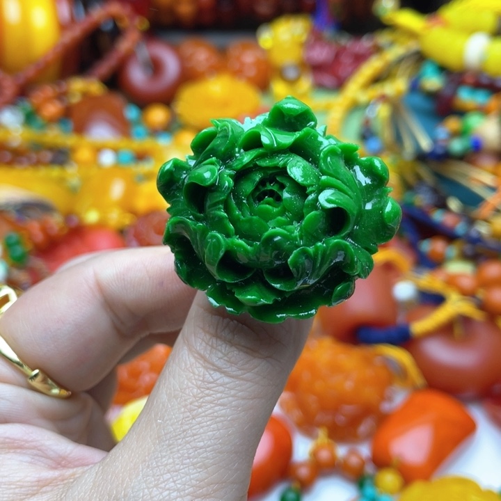 树脂制品用****661号绿色花戒指