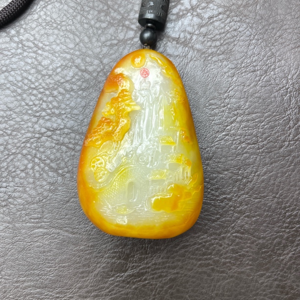 石包沁色山水手把把玩件D2