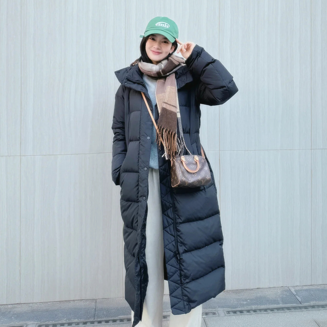 羽毛之家【lu家95%鹅绒】加长款羽绒服女连帽泡芙加厚过膝冬季外套