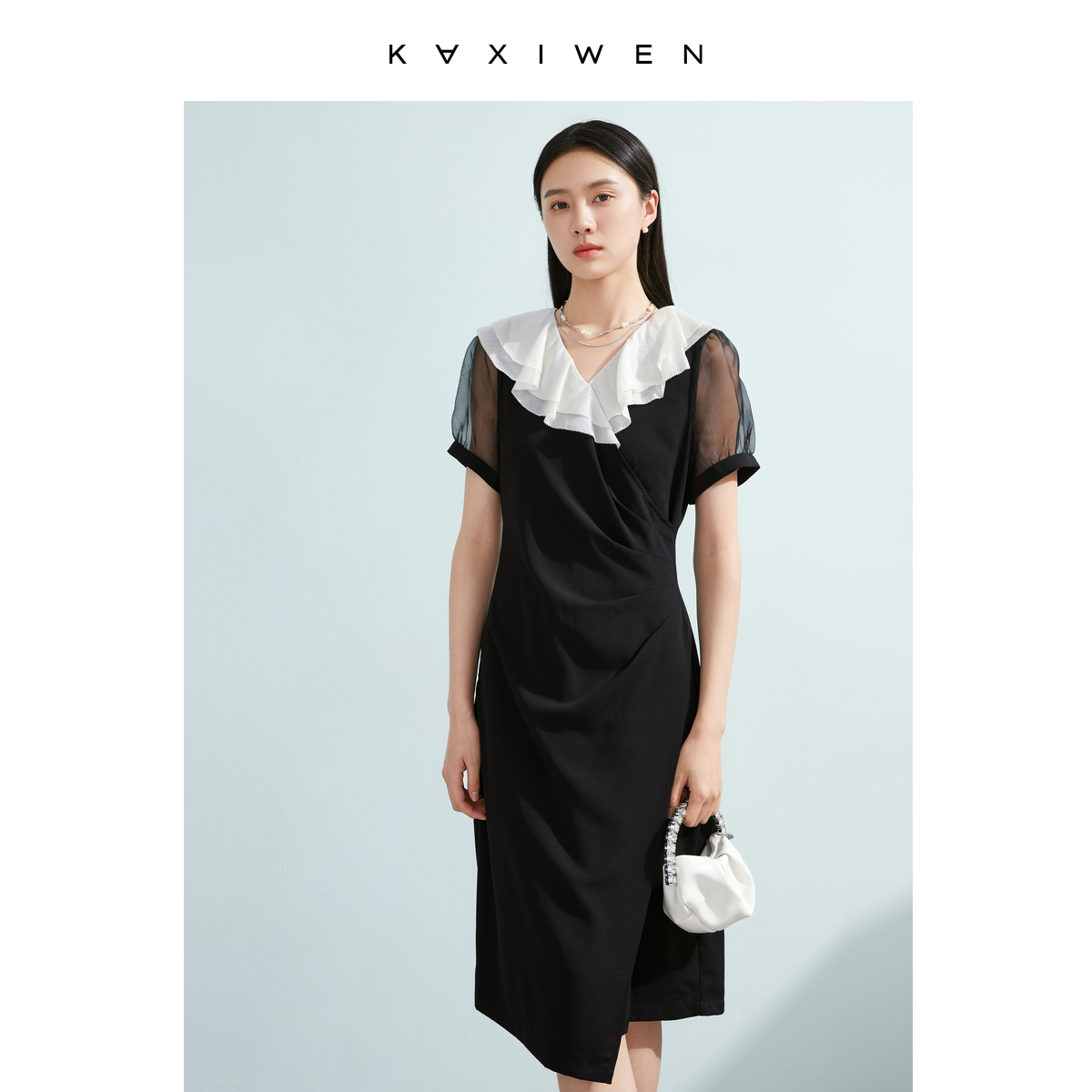 【达人专属】气质荷叶边时尚复古连衣裙LS2667