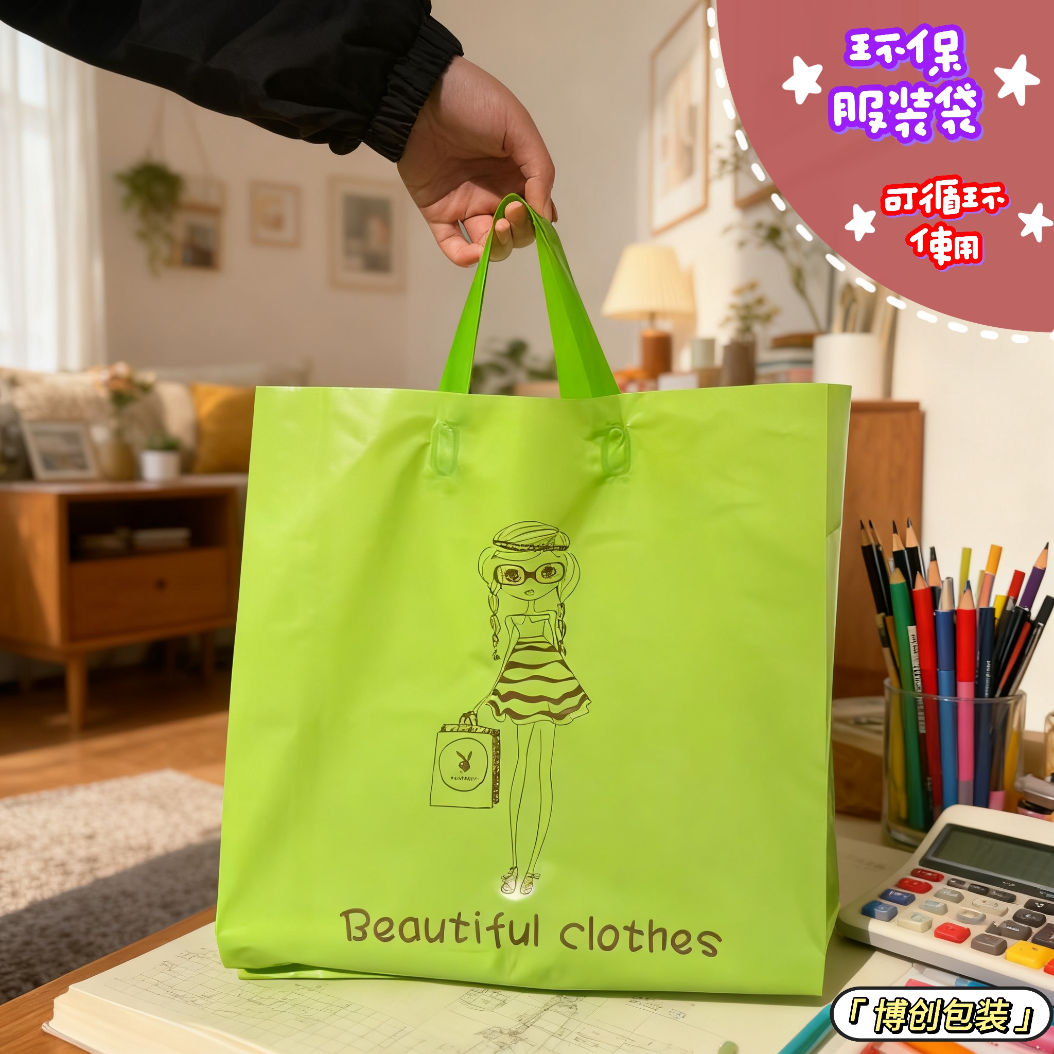 新款手提袋网红服装袋塑料高档时尚女装包装袋购物袋加厚批发零售