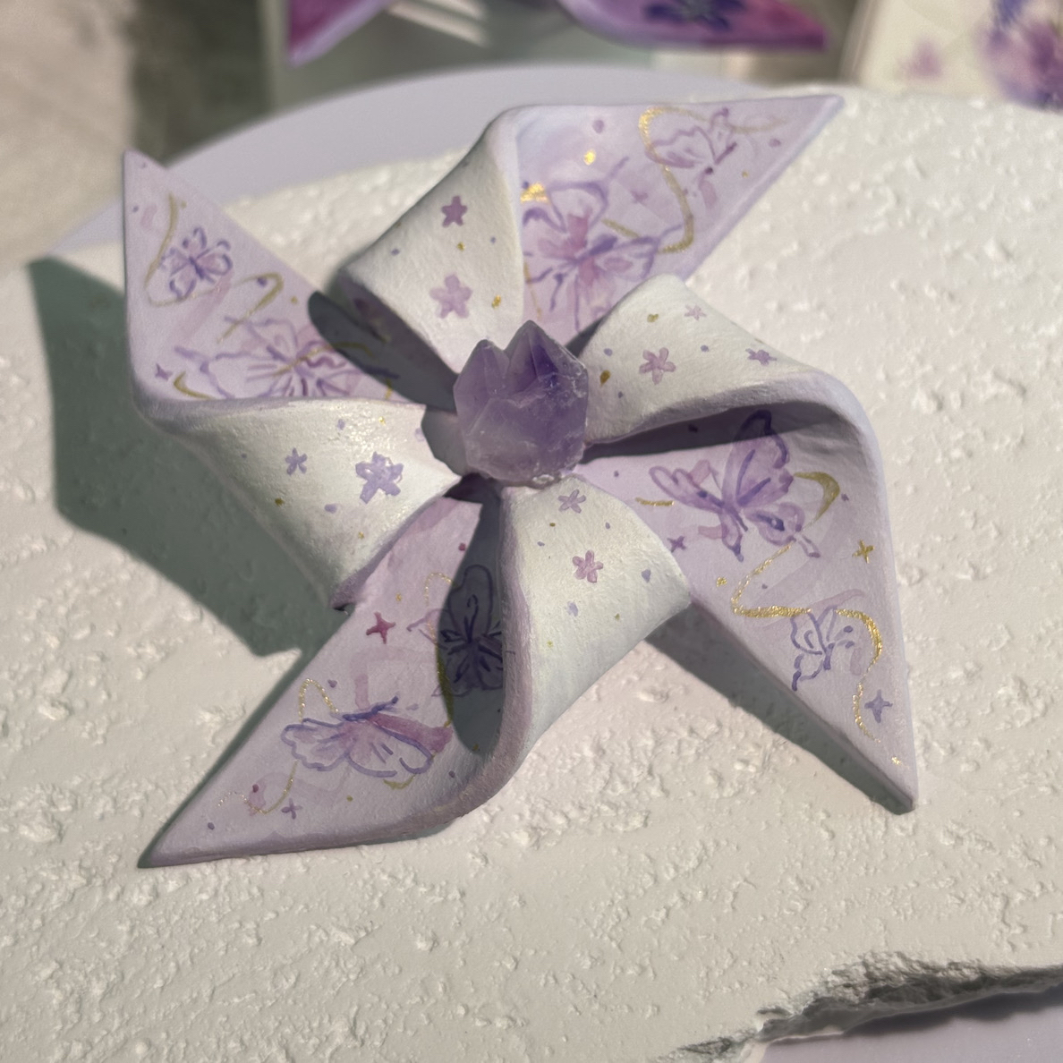 水晶小豆丁紫晶花梦蝶