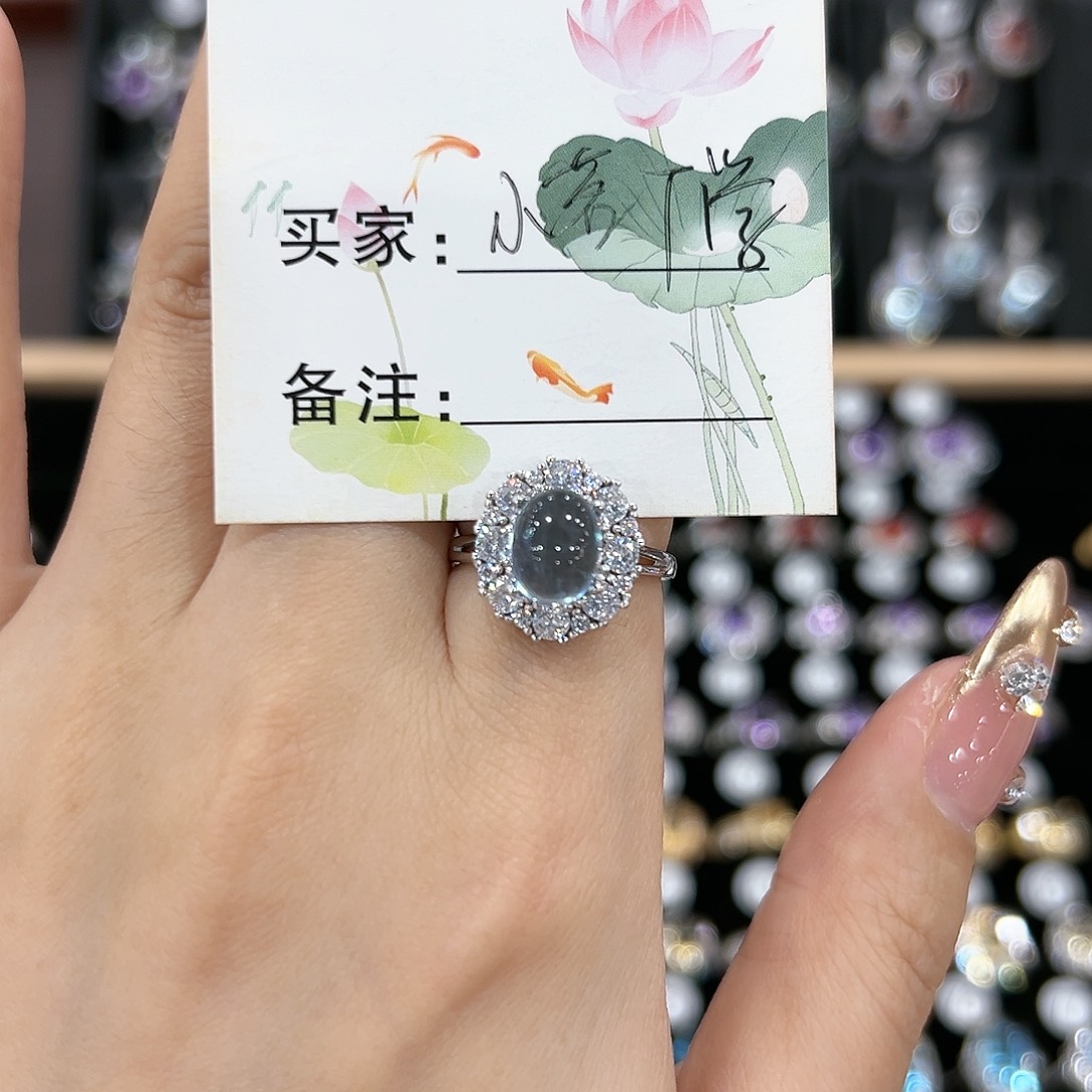 芙蓉石戒指银S925镶嵌戒指