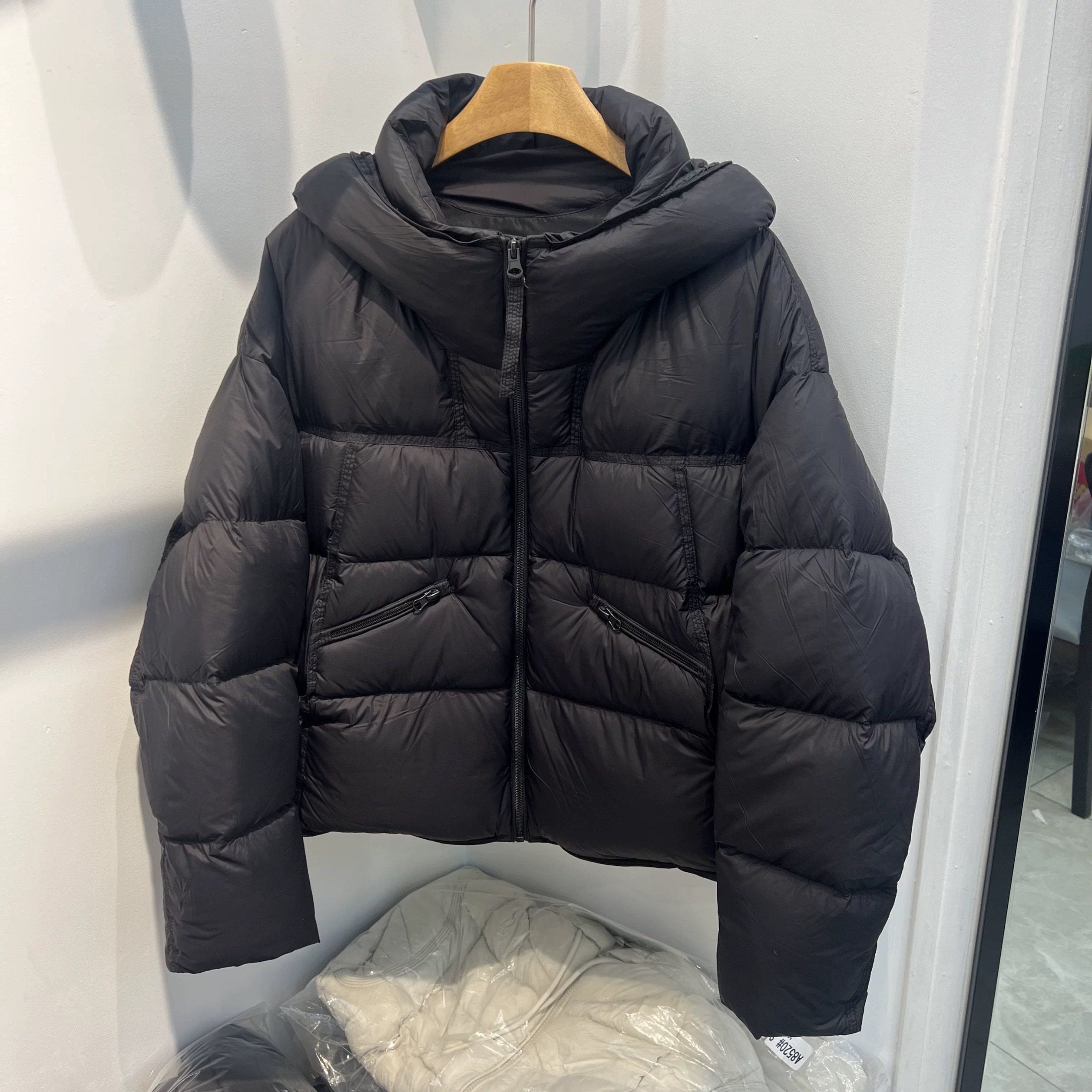 韩版时尚连帽拉链宽松显瘦加厚保暖白鸭绒外套秋冬新款