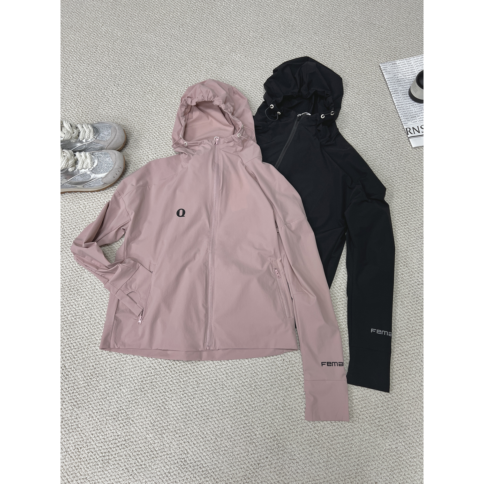 字母印花连帽防晒短外套820（清）