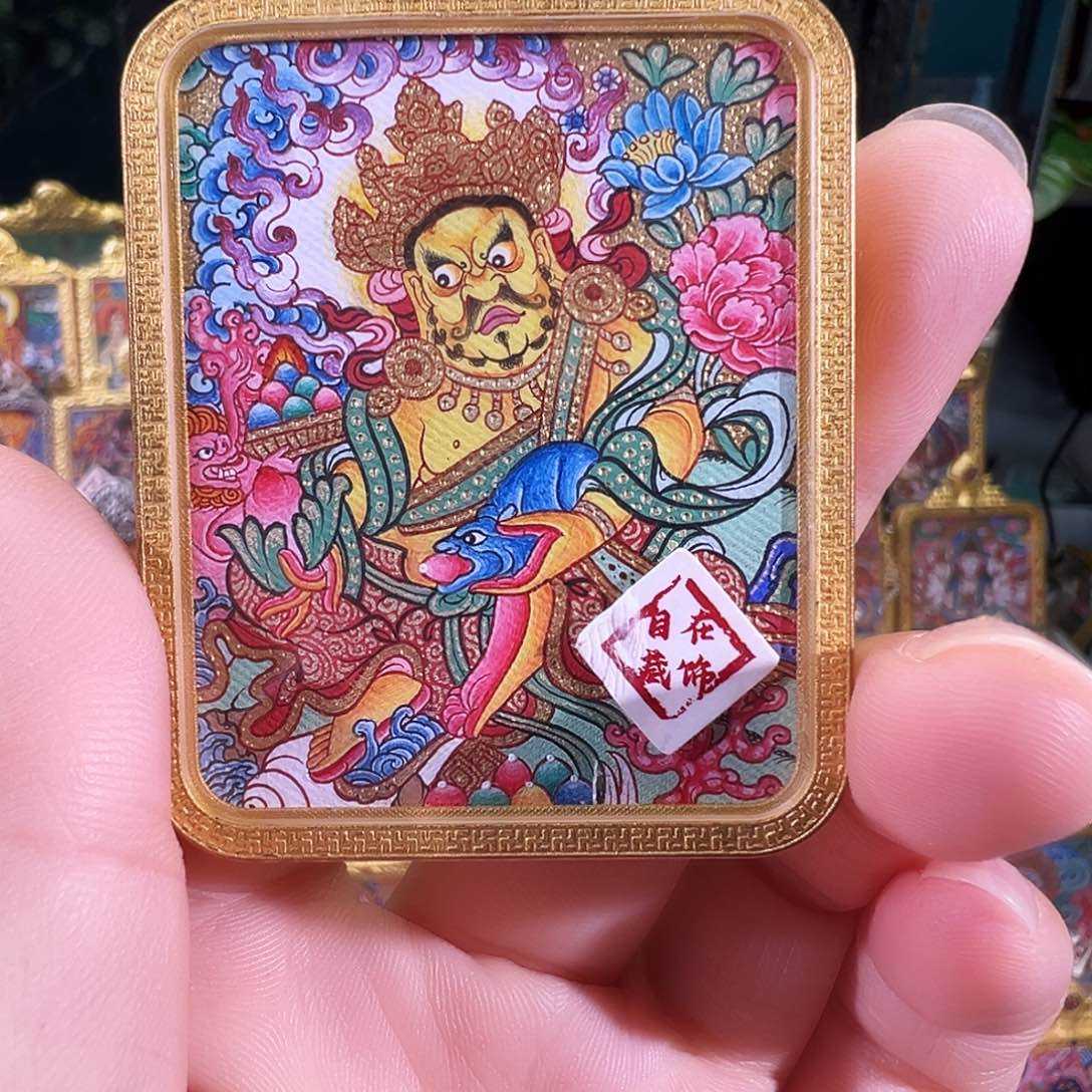 吊坠热贡纯手绘唐卡黄c
