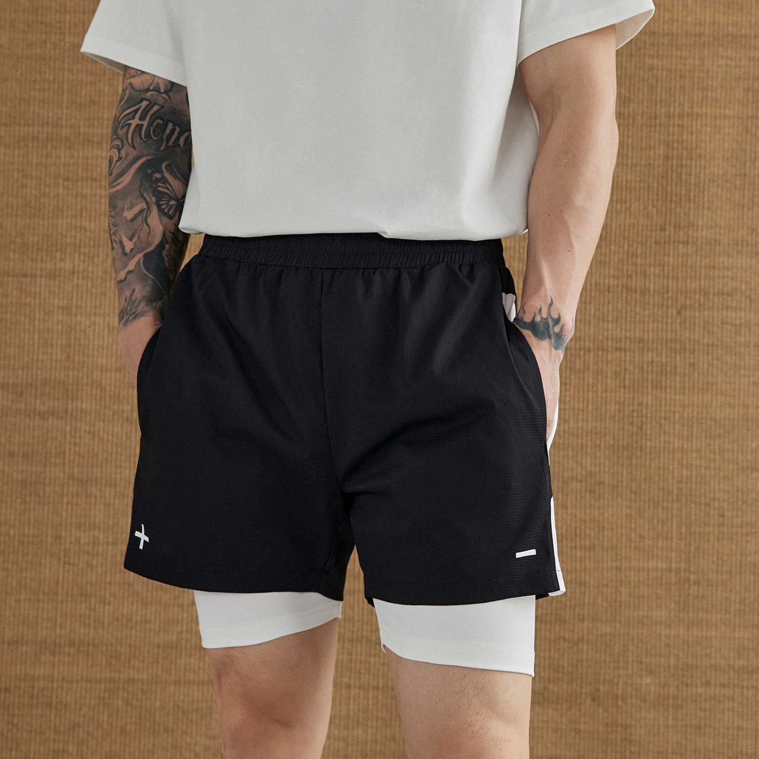 DRK吸湿速干双层运动短裤新款健身户外宽松训练休闲裤跑步男子