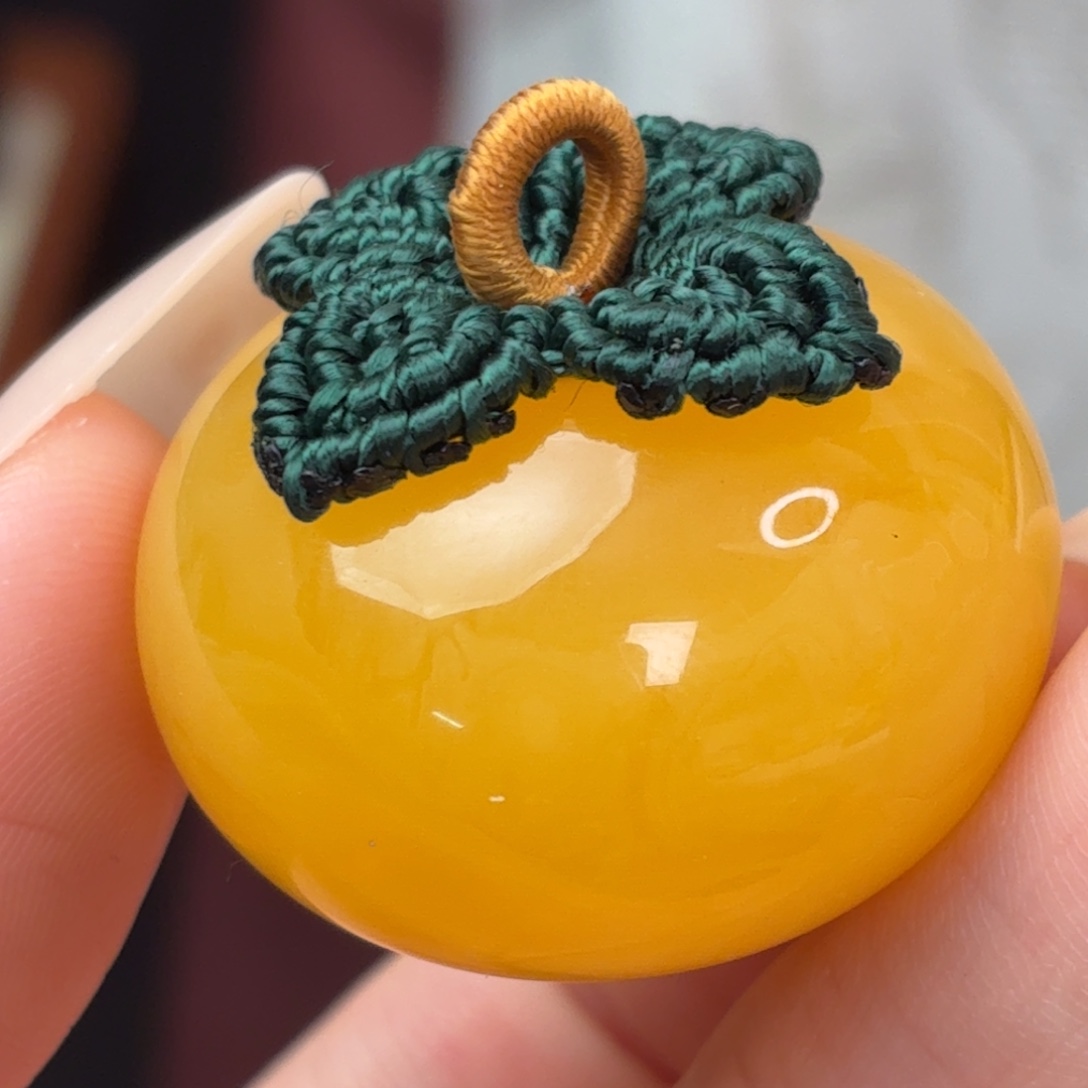 蜜蜡未镶嵌珠宝奇石满蜡橘红柿子